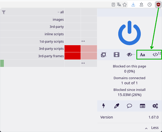 ublock settings